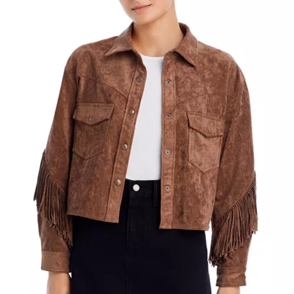 BLANKNYC Faux Leather Fringe Trim Jacket Sz XS